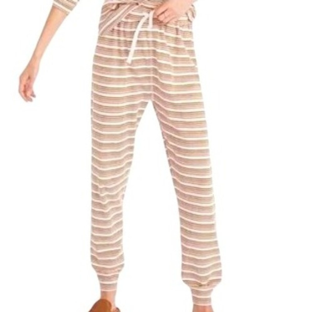 MADEWELL Women's Small Orange White Kasson Stripe‎ Honeycomb Pajama Sweatpants